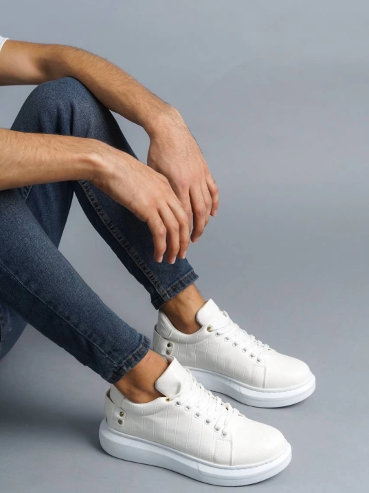 KB047  Kuback Beyaz Crocodile Günlük Erkek  Ayakkabı KB047  Kuback Beyaz Crocodile Günlük Erkek  Ayakkabı