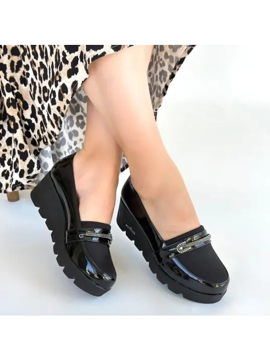 Kear Siyah Rugan Dolgu Topuk Ayakkabı Kear Siyah Rugan Dolgu Topuk Ayakkabı