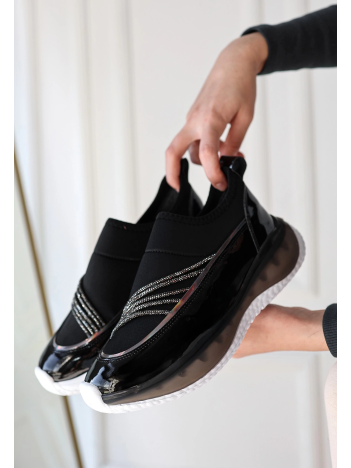 Keita Siyah Rugan Streç Detaylı Spor Ayakkabı Keita Siyah Rugan Streç Detaylı Spor Ayakkabı