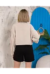 Kemer Cepli Keten Crop Gömlek Krem S255350