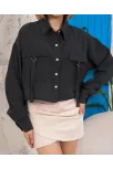 Kemer Cepli Keten Crop Gömlek Siyah S255350 Kemer Cepli Keten Crop Gömlek Siyah S255350
