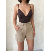 Kemer detaylı gabardin şort bej s25289 Kemer detaylı gabardin şort bej s25289