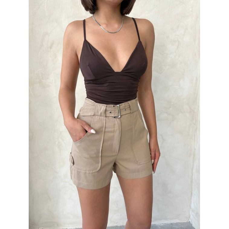Kemer detaylı gabardin şort bej s25289 Kemer detaylı gabardin şort bej s25289