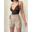 Kemer detaylı gabardin şort bej s25289 Kemer detaylı gabardin şort bej s25289