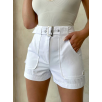 Kemer detaylı gabardin şort beyaz s25289 Kemer detaylı gabardin şort beyaz s25289
