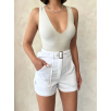 Kemer detaylı gabardin şort beyaz s25289 Kemer detaylı gabardin şort beyaz s25289