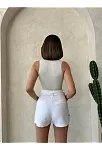 Kemer Detaylı Gabardin Şort Beyaz S25289