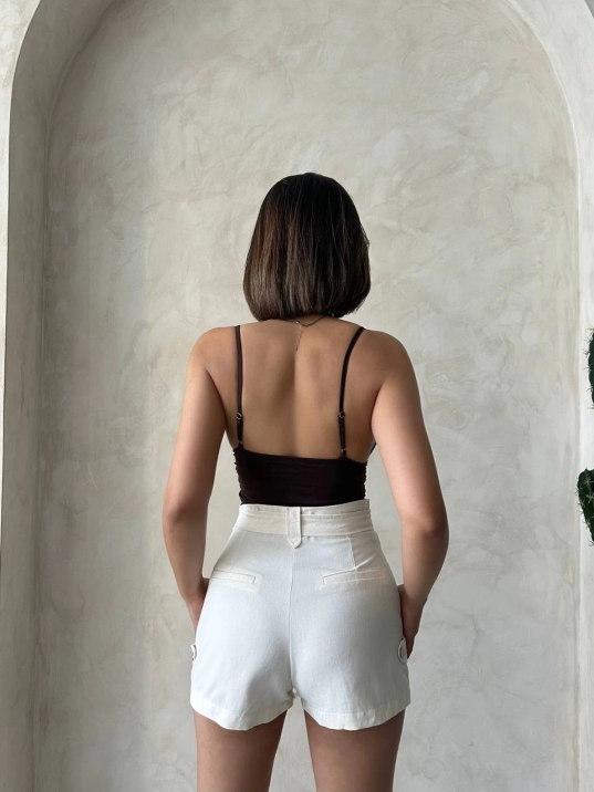 Kemer detaylı gabardin şort krem s25289 Kemer detaylı gabardin şort krem s25289