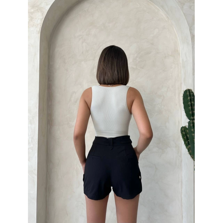 Kemer detaylı gabardin şort siyah s25289 Kemer detaylı gabardin şort siyah s25289