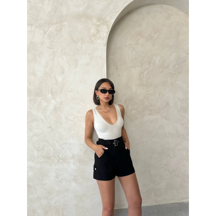 Kemer detaylı gabardin şort siyah s25289 Kemer detaylı gabardin şort siyah s25289