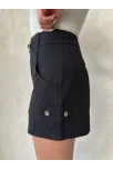 Kemer Detaylı Gabardin Şort Siyah S25289