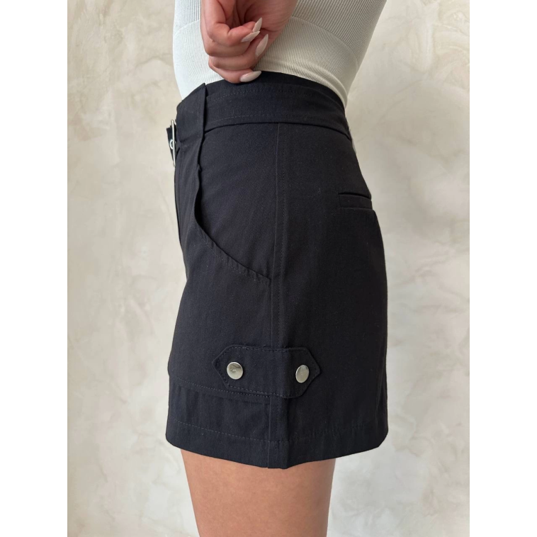 Kemer detaylı gabardin şort siyah s25289 Kemer detaylı gabardin şort siyah s25289