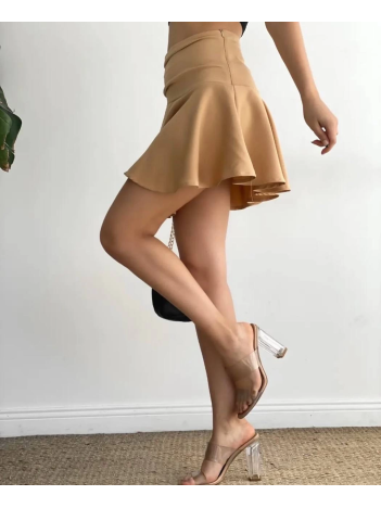 Kemerden büzgülü etek camel Kemerden büzgülü etek camel