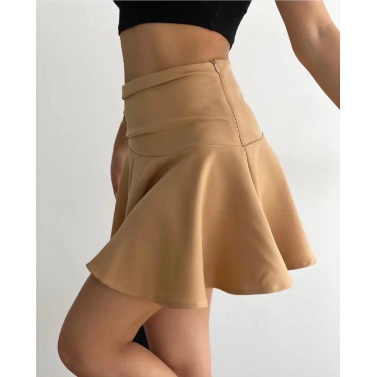 Kemerden büzgülü etek camel Kemerden büzgülü etek camel