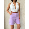 Kemerli gabardin şort lila s25735 Kemerli gabardin şort lila s25735