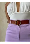 Kemerli Gabardin Şort Lila S25735