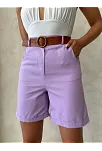 Kemerli Gabardin Şort Lila S25735