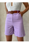 Kemerli Gabardin Şort Lila S25735