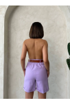 Kemerli Gabardin Şort Lila S25735