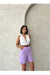 Kemerli Gabardin Şort Lila S25735