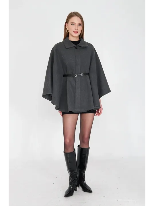 Kemerli Kaşe Panço Antrasit Pt