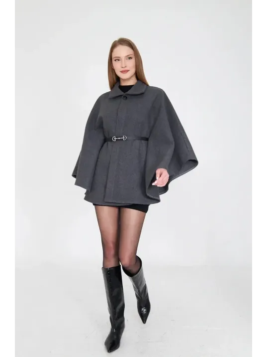 Kemerli Kaşe Panço Antrasit Pt