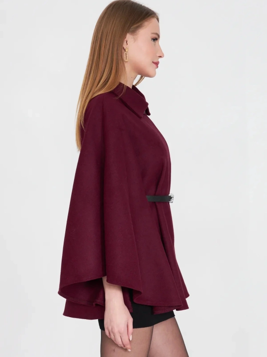 Kemerli Kaşe Panço Bordo Pt Kemerli Kaşe Panço Bordo Pt