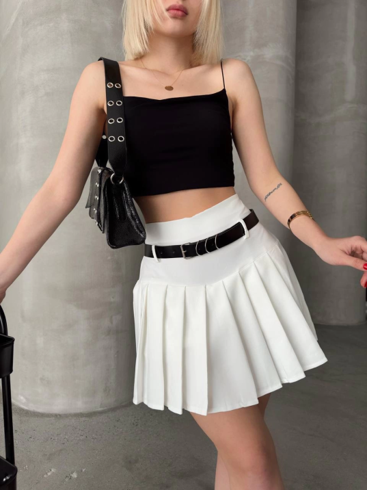 Kemerli pikseli şort etek Kemerli pikseli şort etek