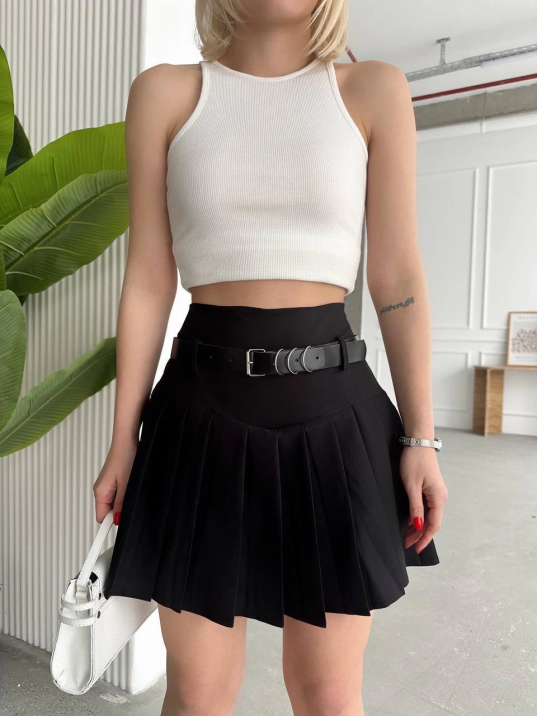 Kemerli pikseli şort etek Kemerli pikseli şort etek