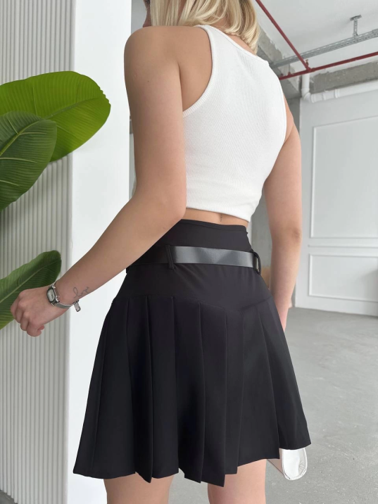 Kemerli pikseli şort etek Kemerli pikseli şort etek