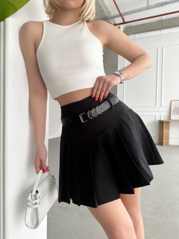 Kemerli pikseli şort etek Kemerli pikseli şort etek