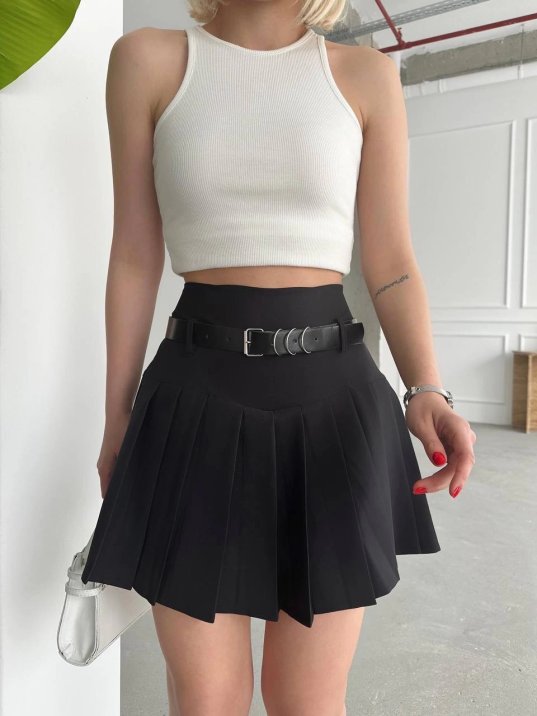 Kemerli pikseli şort etek Kemerli pikseli şort etek