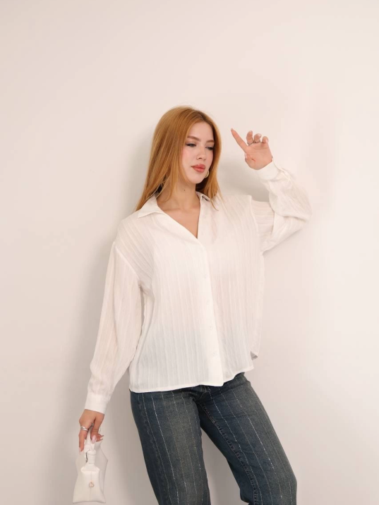 Kendinden çizgili london gömlek