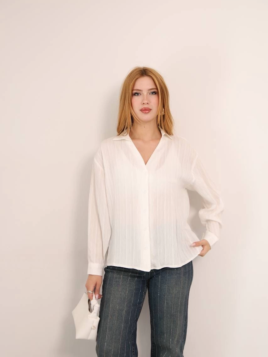 Kendinden çizgili london gömlek