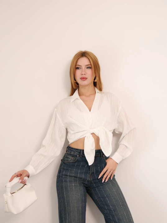 Kendinden çizgili london gömlek