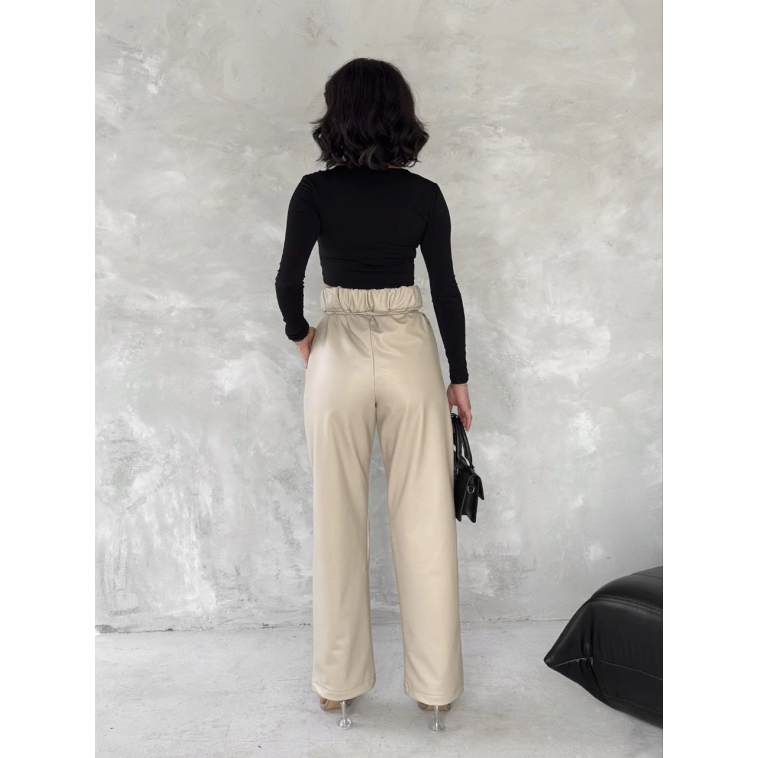 Kendinden ince kemerli deri pantolon bej t1178 Kendinden ince kemerli deri pantolon bej t1178