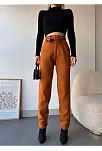 Kendinden Kemerli Triko Pantolon Camel