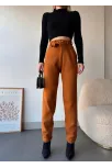 Kendinden Kemerli Triko Pantolon Camel Kendinden Kemerli Triko Pantolon Camel