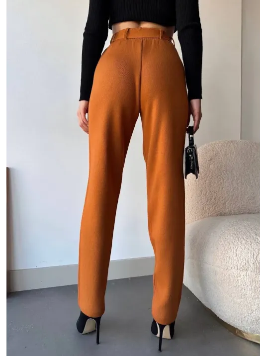 Kendinden Kemerli Triko Pantolon Camel Kendinden Kemerli Triko Pantolon Camel