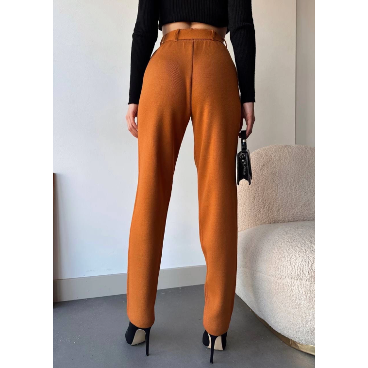 Kendinden kemerli triko pantolon camel Kendinden kemerli triko pantolon camel