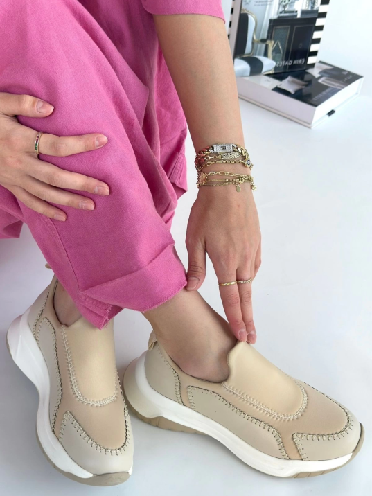 Kendy Bej Cilt Spor Ayakkabı Kendy Bej Cilt Spor Ayakkabı