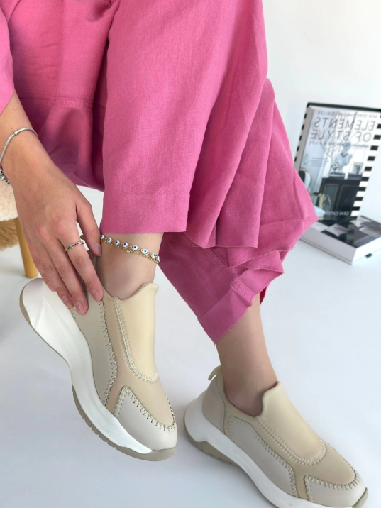 Kendy Bej Cilt Spor Ayakkabı Kendy Bej Cilt Spor Ayakkabı