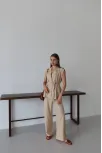 Keten Yelek Pantolon Takım Bej Pt