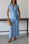 Keten Yelek Pantolon Takım Mavi Pt Keten Yelek Pantolon Takım Mavi Pt