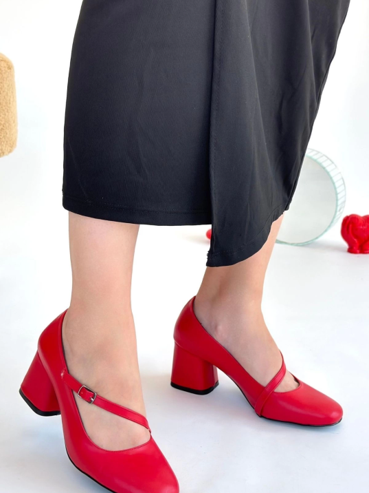 Kier Kırmızı Cilt Topuklu Ayakkabı