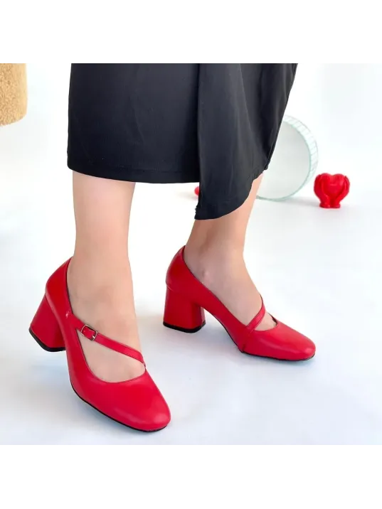 Kier Kırmızı Cilt Topuklu Ayakkabı Kier Kırmızı Cilt Topuklu Ayakkabı