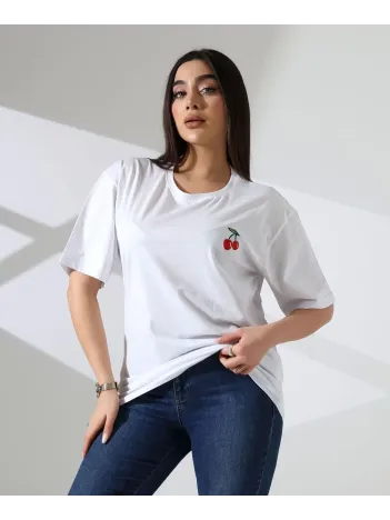 Kiraz İşlemeli Tişört