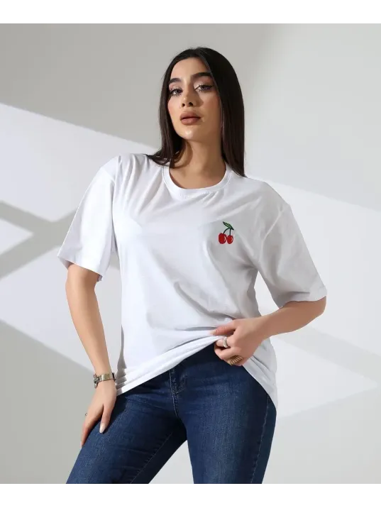 Kiraz İşlemeli Tişört Kiraz İşlemeli Tişört