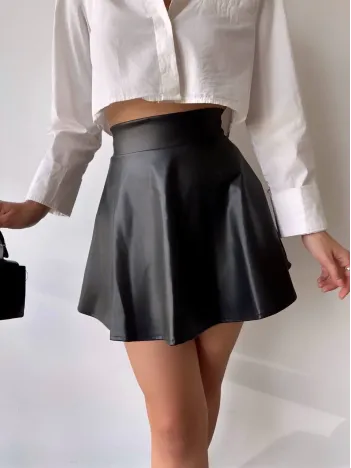 Kısa Deri Çan Etek H26599