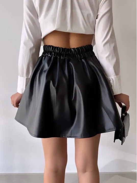 Kısa Deri Çan Etek H26599